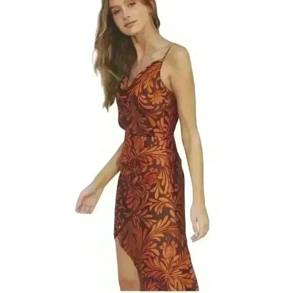 DRESS FORUM DECO ASYMETRICAL HEM MINI DRESS OPEN BACK SPAGHETTI STRAP  SIZE L - Picture 1 of 16